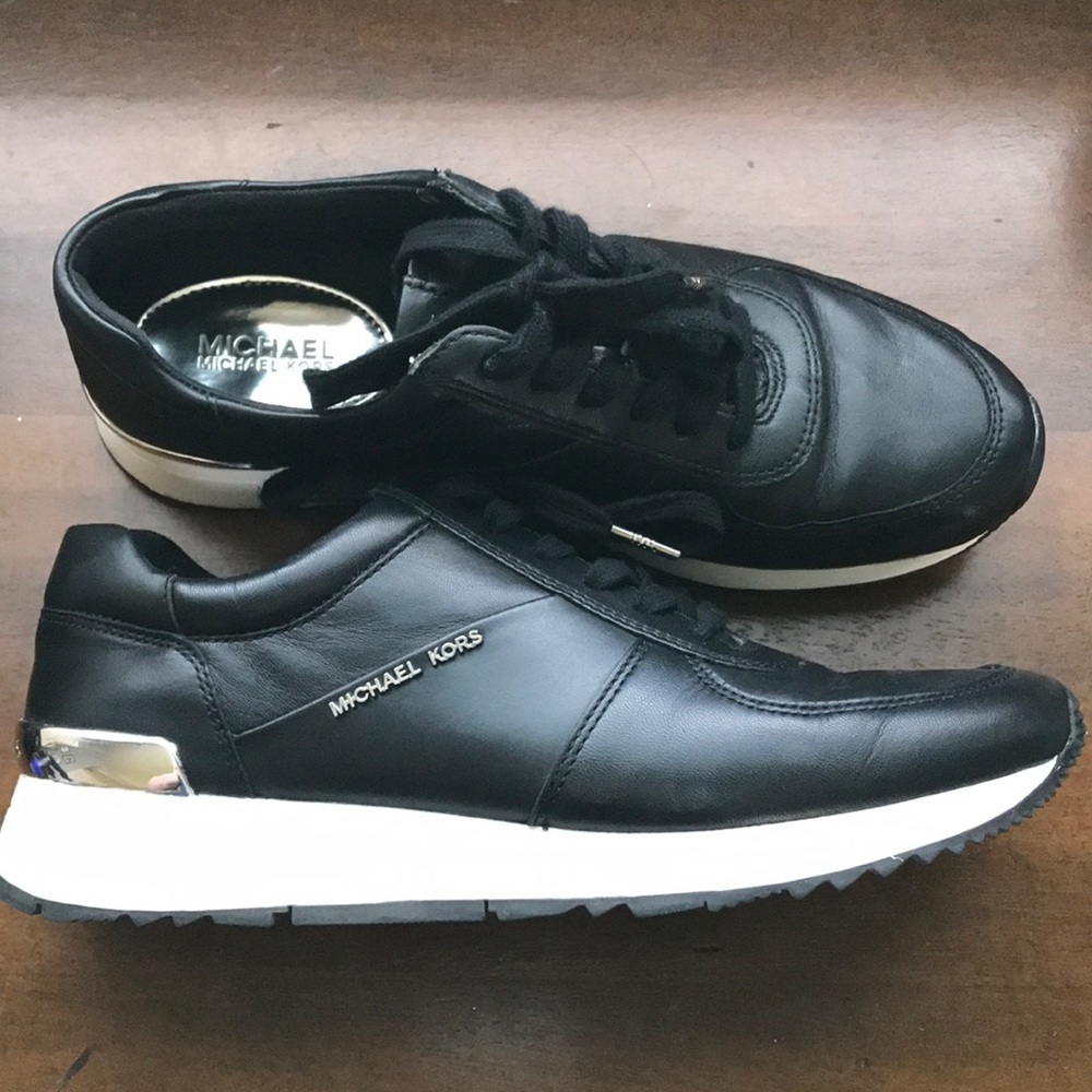MK Black Leather Trainer